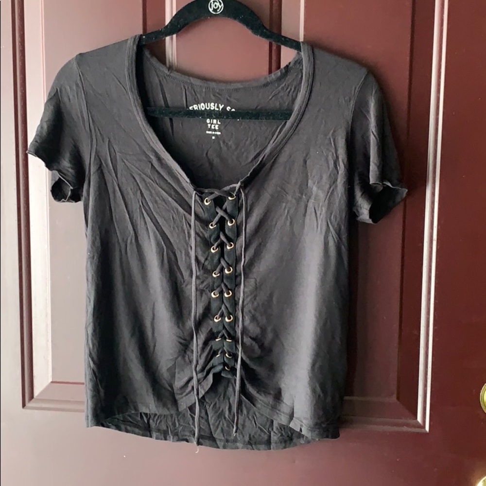 Black Lace Up Tee